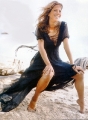 Jennifer Aniston in fantastic dress is posing in the wind