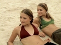 Olsen Twins sunbathing on the beach